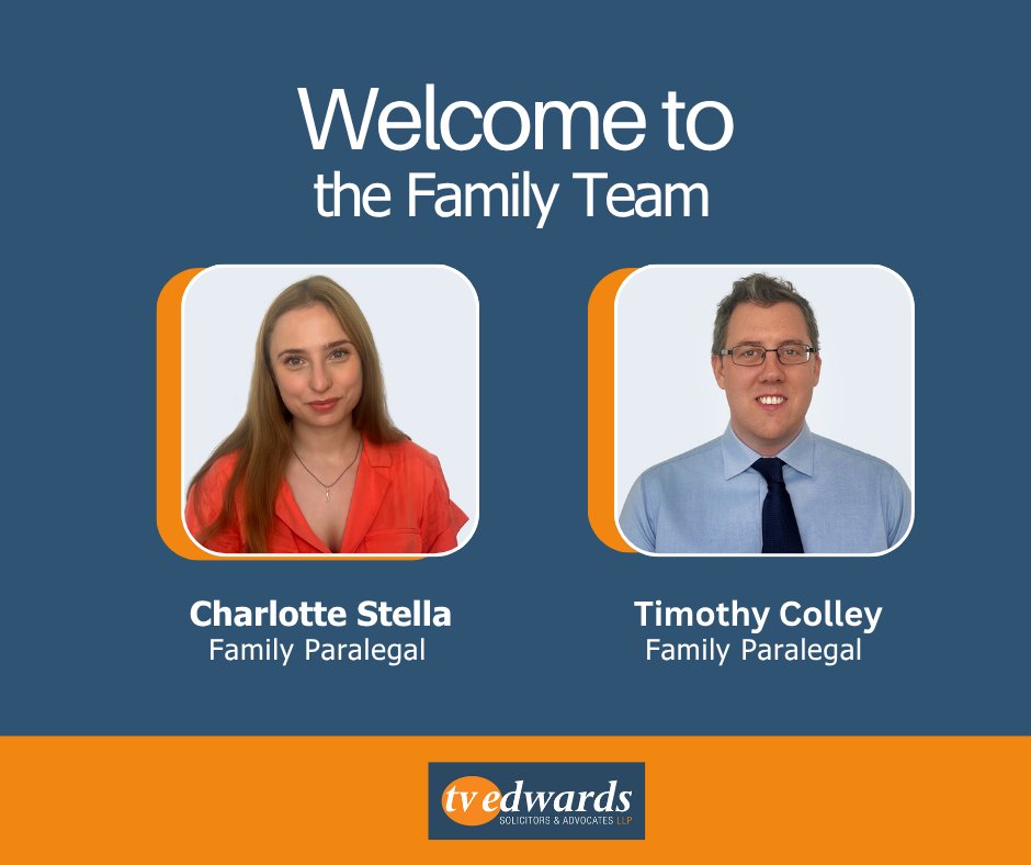 We're thrilled to welcome Charlotte Stella and Timothy Colley to our growing Family Law team at TV Edwards! 
Their experience and client-focused approach will strengthen our support for families. Great to have you both on board!