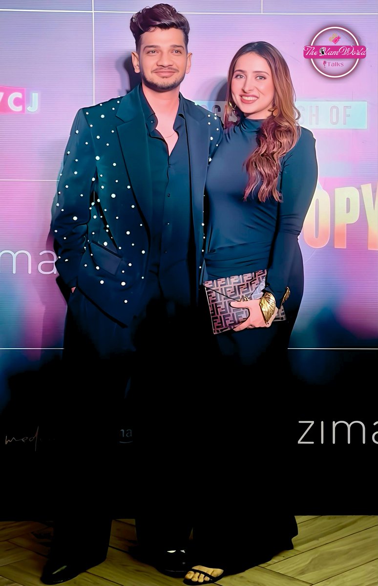 GlamWorldTalks's tweet image. #MunawarFaruqui with wife #Mehzabeen at #FirstCopy success party