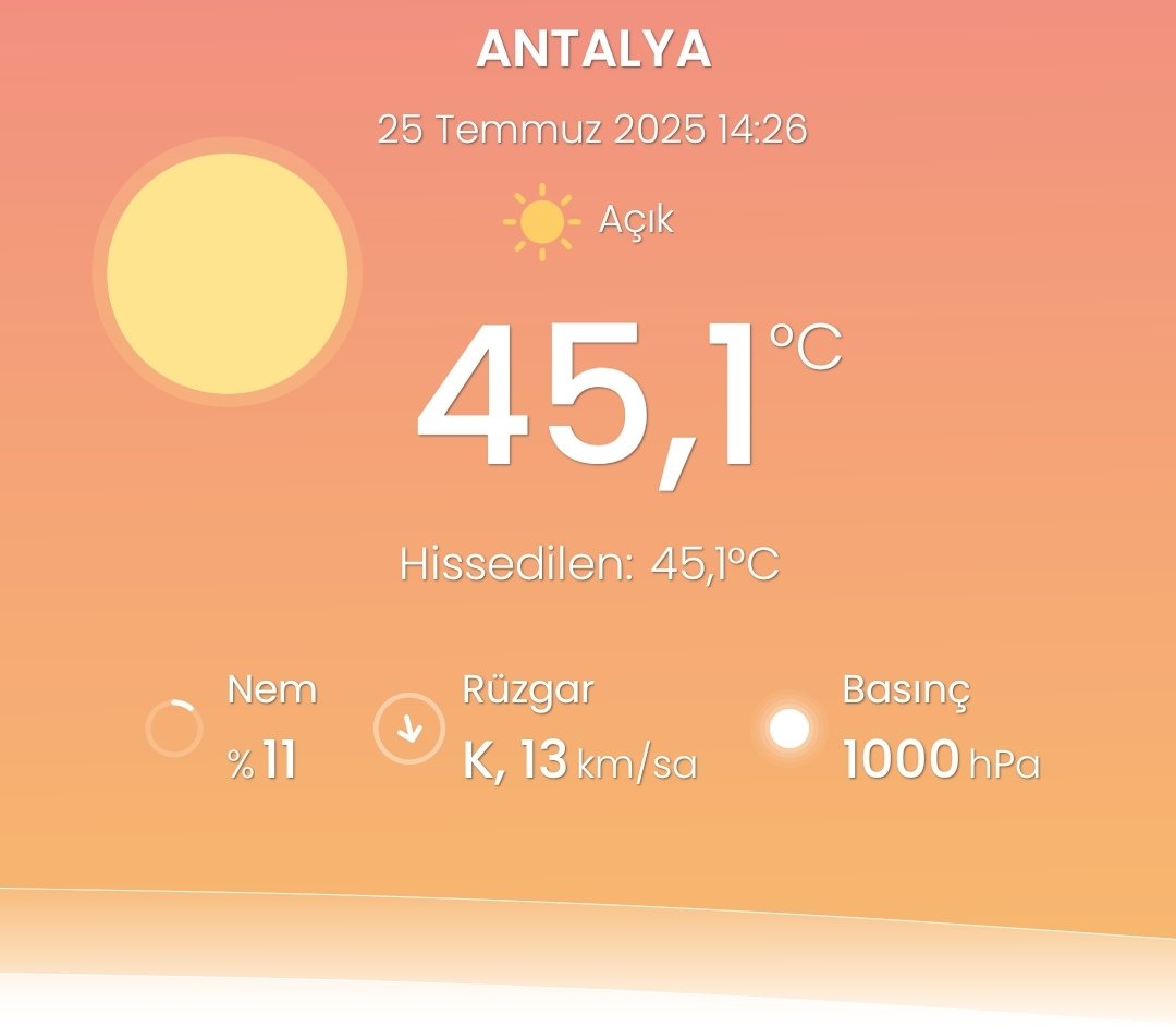 Antalya'da ölçülen en yüksek sıcaklık rekoru kırıldı. Önceki rekor 45.0 derece ve 6 Temmuz 2000 tarihine aitti.