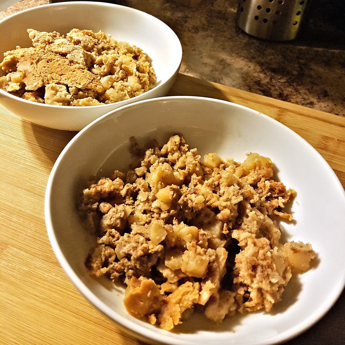 EvelynChartres's tweet photo. Tourtière du Lac-Saint-Jean
The #MeatPies that hail from the Lac-Saint-Jean region are #SlowCooked #DeepDish #Pies made with #Potatoes and various #Meat cut into small cubes or diced. Some families will serve it as-is or topped with a hunter sauce or ketchup. #Recipe #Recipes
https://t.co/aii7e40PF6
INGREDIENTS
Crust
• 3 cups (705 ml) all-purpose flour
• ½ pound (225 g) of vegetable shortening
• 1 tablespoon (15 ml) of baking powder
• 1 teaspoon (5 ml) of salt
• Cold water as needed
Meat Pie
• 1 pound (450 g) pork minced
• 1 pound (450 g) beef minced
• 1 large onion, chopped
• 3 cloves of garlic, chopped
• 3 pounds (1.3 kg) potatoes, peeled and diced
• 4 teaspoons (20 ml) of salt
• 2 teaspoons (10 ml) of pepper
INSTRUCTIONS
• In a large bowl, combine the meat, onion, garlic, and potatoes. Season with salt and pepper.
• In a second large bowl, combine flour, shortening, baking powder, and salt. Hand knead the mixture until malleable, it should not break apart or be too sticky to handle.
• Sprinkle a light layer of flour on a flat surface then drop the ball in the middle. Use a rolling pin to flatten the crust to a consistent thickness.
• Use a pot large enough to accommodate meat and potatoes. Place on top of the crust then cut out an area larger than bottom by about 2 inches (5 cm). Make a cutout of crust and place it in the pot's bottom. Place some of the meat and potatoes composition on the crust until it's nearly covered.
• Build up the walls with crust until the entire mixture of meat and potatoes are transferred to the pot. Use the remaining crust to cover the pie entirely then punch a thumb-sized hole through the centre of the pie.
• Through a punched hole, fill the meat pie with water until just below the crust. Place the pie in the fridge (covered) for 5 hours or until ready to place in the oven.
• Start the oven and set to 325°F (170°C). Place pie in the oven for about 30 minutes, giving the crust time to dry out.
• Drop temperature to 275°F (135°C), cover with tin foil then let the contents stew for approximately 12 hours.
• Periodically check the pie to maintain water level. At about the 6-hour mark, refill for the last time to let the pie dry out prior to serving. You can adjust this step as necessary based on how often you need to replenish the water.
• Pull from the oven and scoop the contents with a large serving spoon on plates.