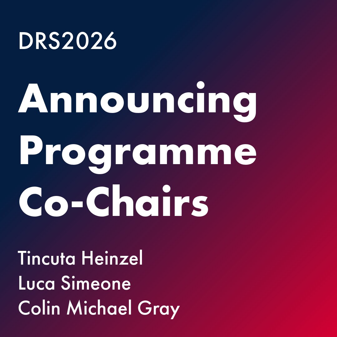 thisisDRS's tweet image. The DRS2026 conference team is pleased to announce the appointment of our three Programme Co-Chairs: Tincuta Heinzel, Luca Simeone and Colin Michael Gray: designresearchsociety.org/articles/annou…