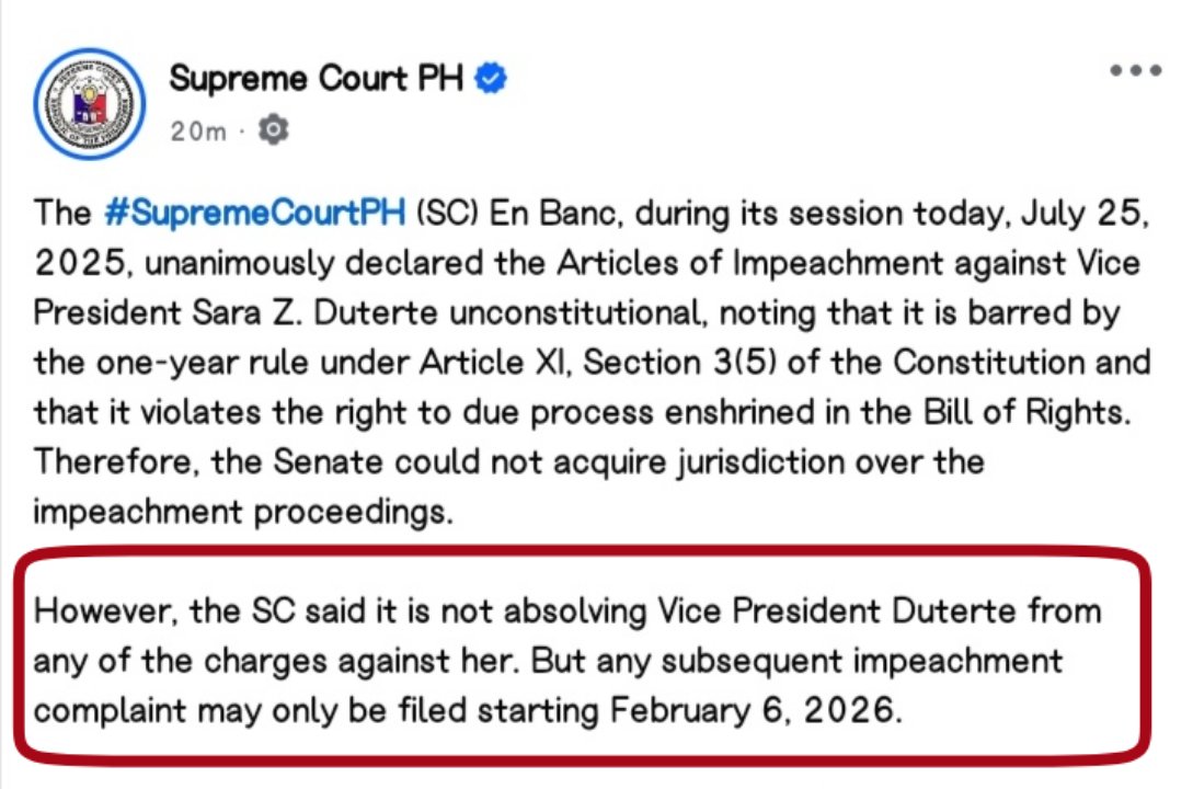 _MIGZ29's tweet image. ayan, malinaw.
THE SC IS NOT ABSOLVING VP LUSTAY FROM ANY OF THE CHARGES AGAINST HER
kaya wala dapat ipagsaya ang mga delulu.