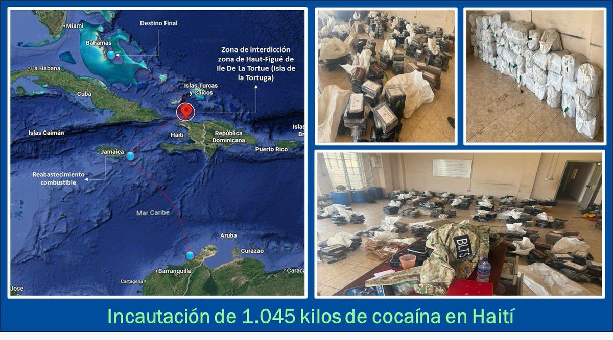 ¡𝐈𝐍𝐂𝐀𝐔𝐓𝐀𝐃𝐀 𝐔𝐍𝐀 𝐓𝐎𝐍𝐄𝐋𝐀𝐃𝐀 𝐃𝐄 𝐂𝐎𝐂𝐀𝐈́𝐍𝐀 𝐄𝐍 𝐈𝐒𝐋𝐀 𝐃𝐄 𝐇𝐀𝐈𝐓𝐈́! En la isla La Tortuga, en desarrollo de la ofensiva contra el multicrimen y el delito, la <a href="/PoliciaColombia/">Policía de Colombia</a>, en coordinación con la <a href="/DEAHQ/">DEA HQ</a> y autoridades del hermano país caribeño,