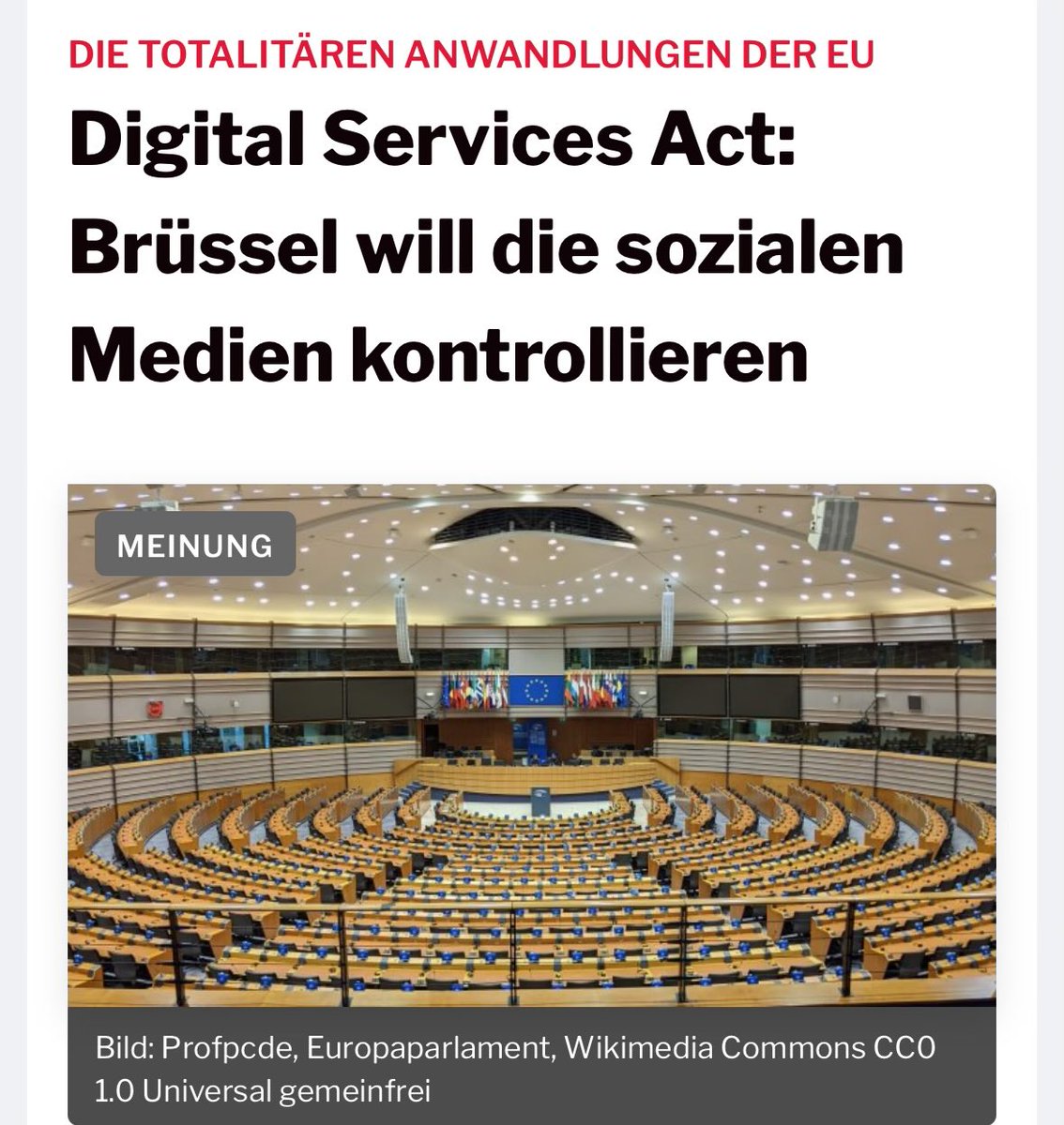 Nur ein totalitäres Regime, das Angst vor seinen eigenen Bürger hat, will sie überwachen und kontrollieren.

Die EU hasst die Meinungsfreiheit.