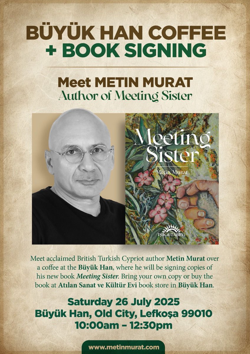 I'm at Büyük Han in Lefkoşa/Nicosia on Saturday 26 July from 10am-12.30pm (an extra hour longer) - the final stop of my Cyprus 'Meeting Sister' promo tour. We've decided to turn this event into a fundraiser: all proceeds from book sales will be donated to victims of the wildfire.
