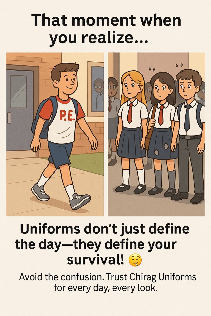Uniforms don’t just define the day; they define your survival!
Avoid the confusion. Trust Chirag Uniforms for every day, every look.
#UniformFails #StudentLife #ChiragUniforms #BackToSchoolLaughs #UniformGameStrong