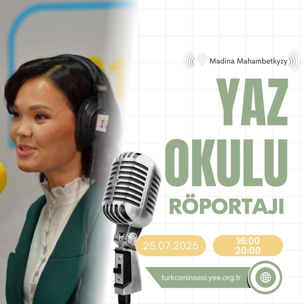 Türkçe Yaz Okulu programı kapsamında Kahramanmaraş'ta bulunan Kazak Radyosu sunucusu öğrencimiz Madina Mahambetkyzy, Türkiye'deki izlenimlerini ve yaşadığı unutulmaz anları radyo programına taşıdı. 📻

⏱️ Saat 16.00 ve 20.00'de
🔗 turkceninsesi.yee.org.tr 'de sizlerle.