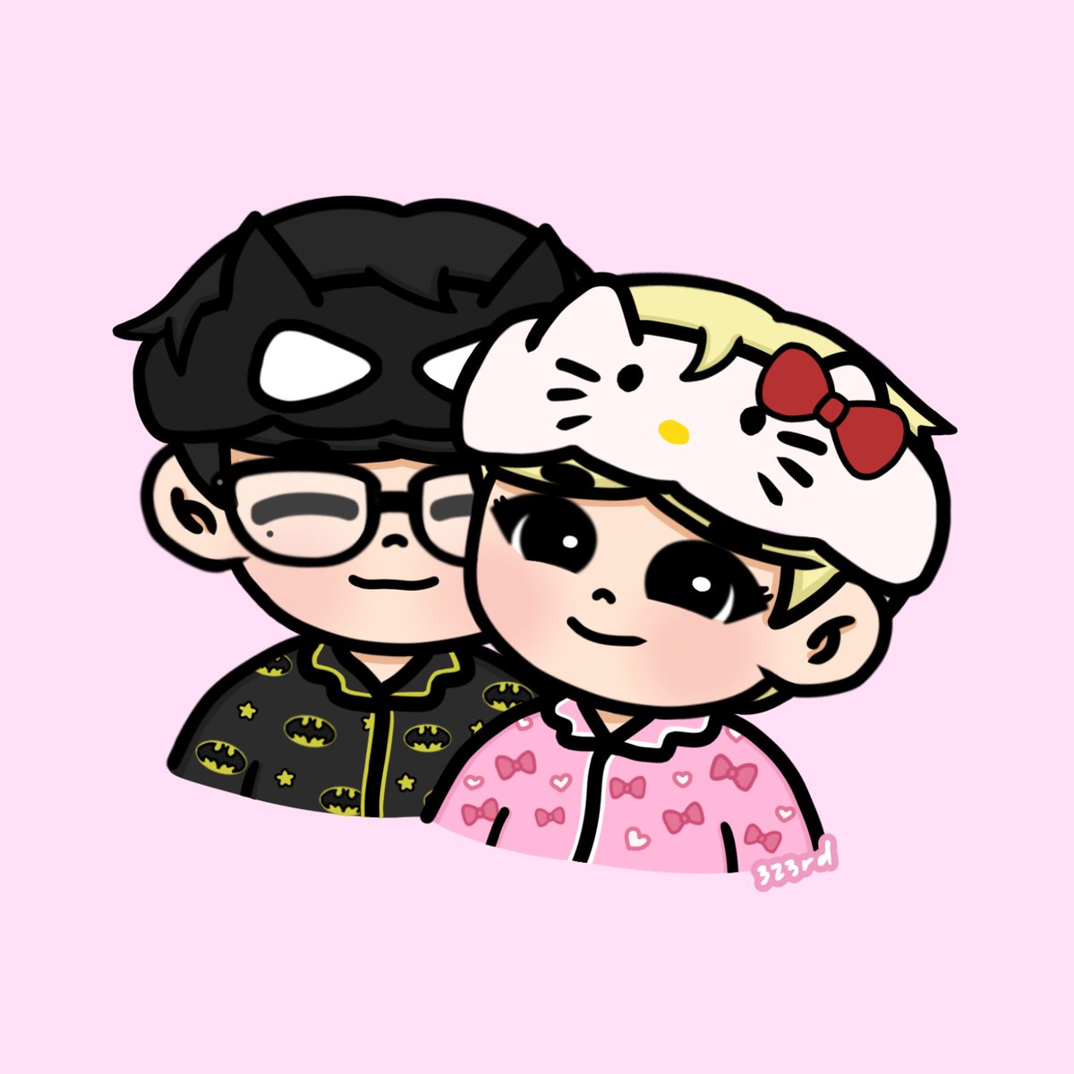 323rd's tweet image. indi and aspy ! 🖤🩷 

(from coding spikes universe by @noirwoals 🏐👾)