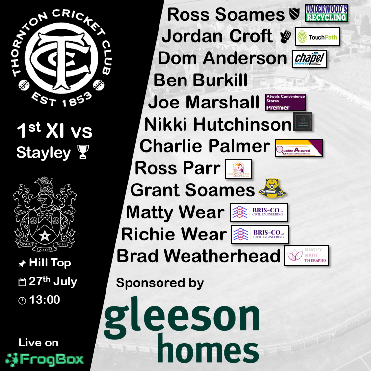 ThorntonCC's tweet image. 🏏 Weekend team news:
Saturday see a Bradshaw double header, with the 1st XI at home and the 2nd XI making the short away trip
Then the Sunday side host SBCI (at Stones CC) having made way, from the 1st XI Voneus Village Cup quarterfinal vs Stayley🏆