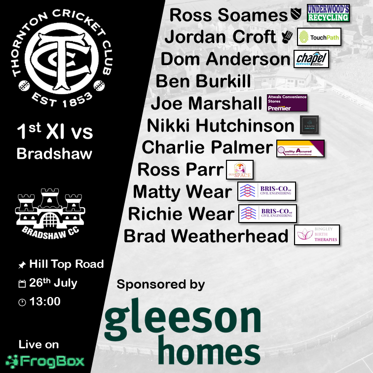 ThorntonCC's tweet image. 🏏 Weekend team news:
Saturday see a Bradshaw double header, with the 1st XI at home and the 2nd XI making the short away trip
Then the Sunday side host SBCI (at Stones CC) having made way, from the 1st XI Voneus Village Cup quarterfinal vs Stayley🏆
