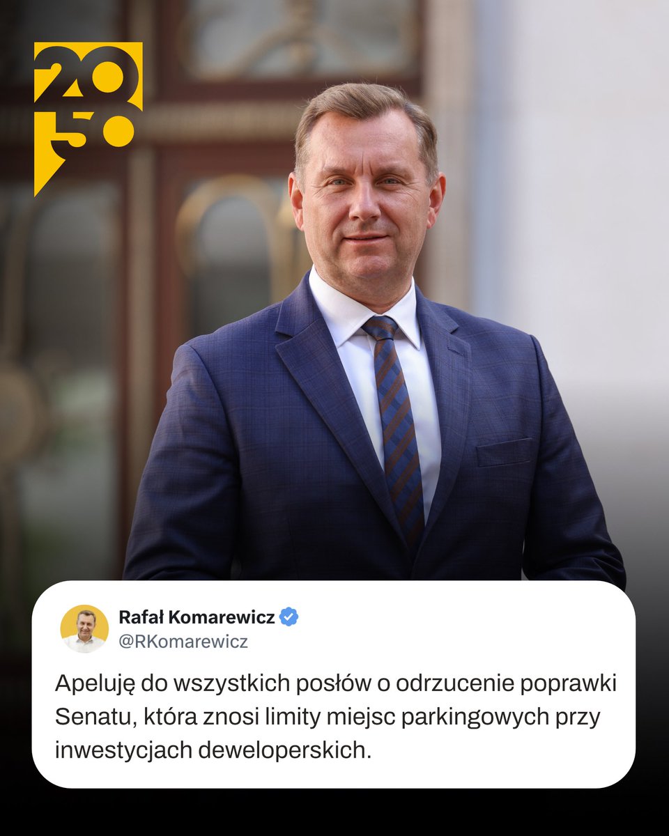 PL_2050's tweet image. Poseł @RKomarewicz: Dziś kluczowe głosowanie. Musimy stawiać warunki życia Polaków ponad interesy patodeweloperów. Nie pozwólmy, aby Polacy byli zmuszeni mieszkać w mikrokawalerkach bez miejsc parkingowych!