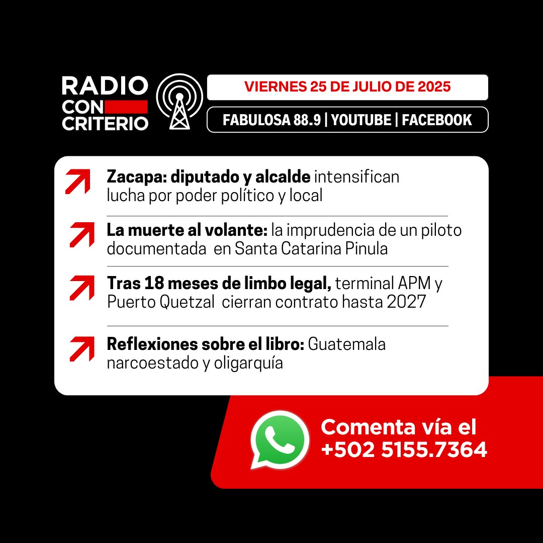 concriteriogt's tweet image. 🎙️ #AmaneceConCriterio | Iniciamos en breve
Con @JLFont001 @cmendeza y @Perico8461
🔴 Información rigurosa, debate fundamentado y análisis en profundidad.
💬 Participa: WhatsApp +502 5155 7364
En vivo ➡️ youtube.com/concriteriogt
#AmaneceConCriterio #NoticiasGuatemala