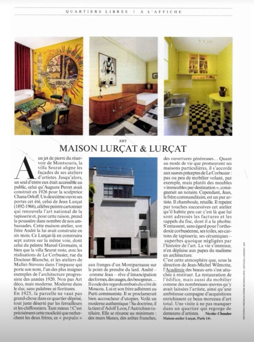 À lire dans Le Figaro magazine ce week-end. maisonatelierlurcat.fr