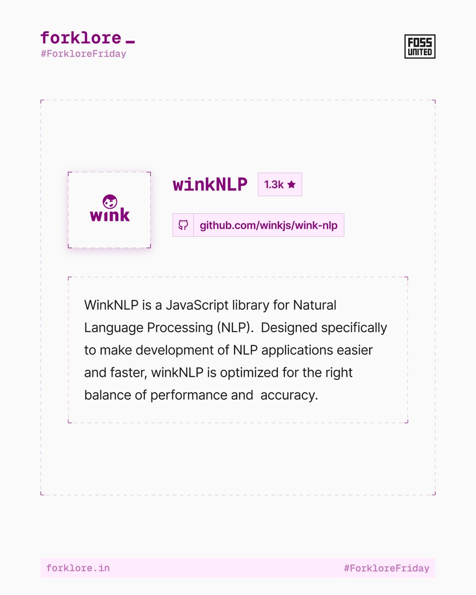 FOSSUnited's tweet photo. We bring you WinkNLP and Sanjaya Kumar Saxena. ✨

WinkNLP lets your JavaScript app read between the lines, without breaking a sweat.   2/4 https://t.co/Vqn0WO3sLP