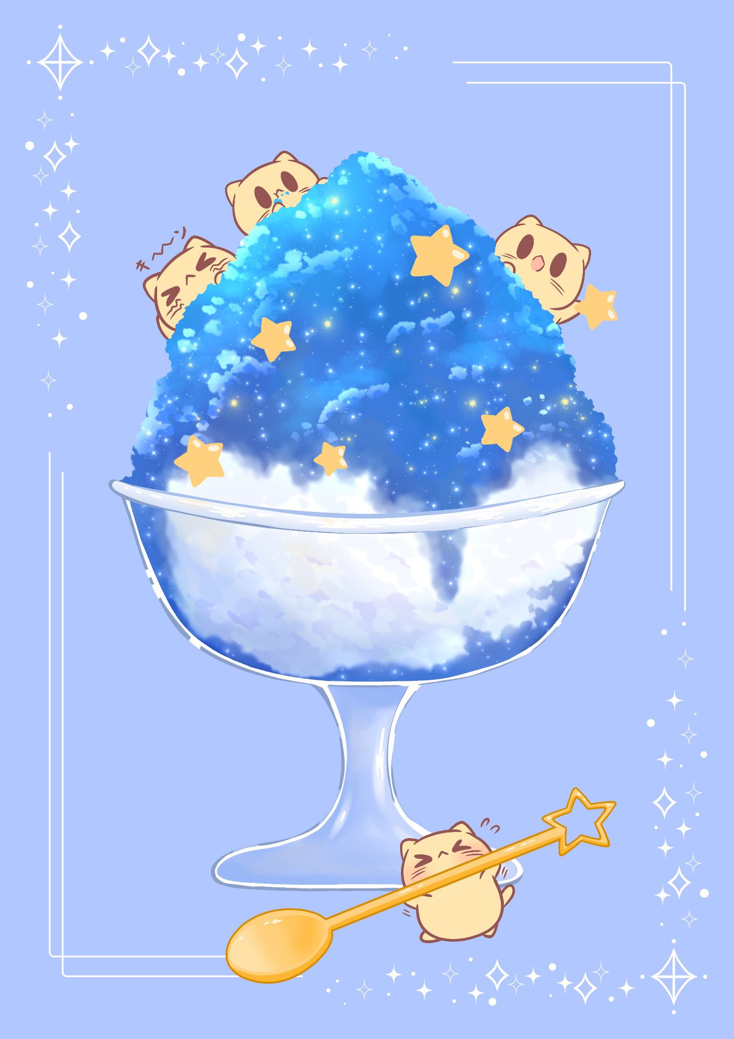 雪の夜　猫　原画　手描き　イラスト ねこ】手描きイラスト 原画 《1403》 - メルカリ