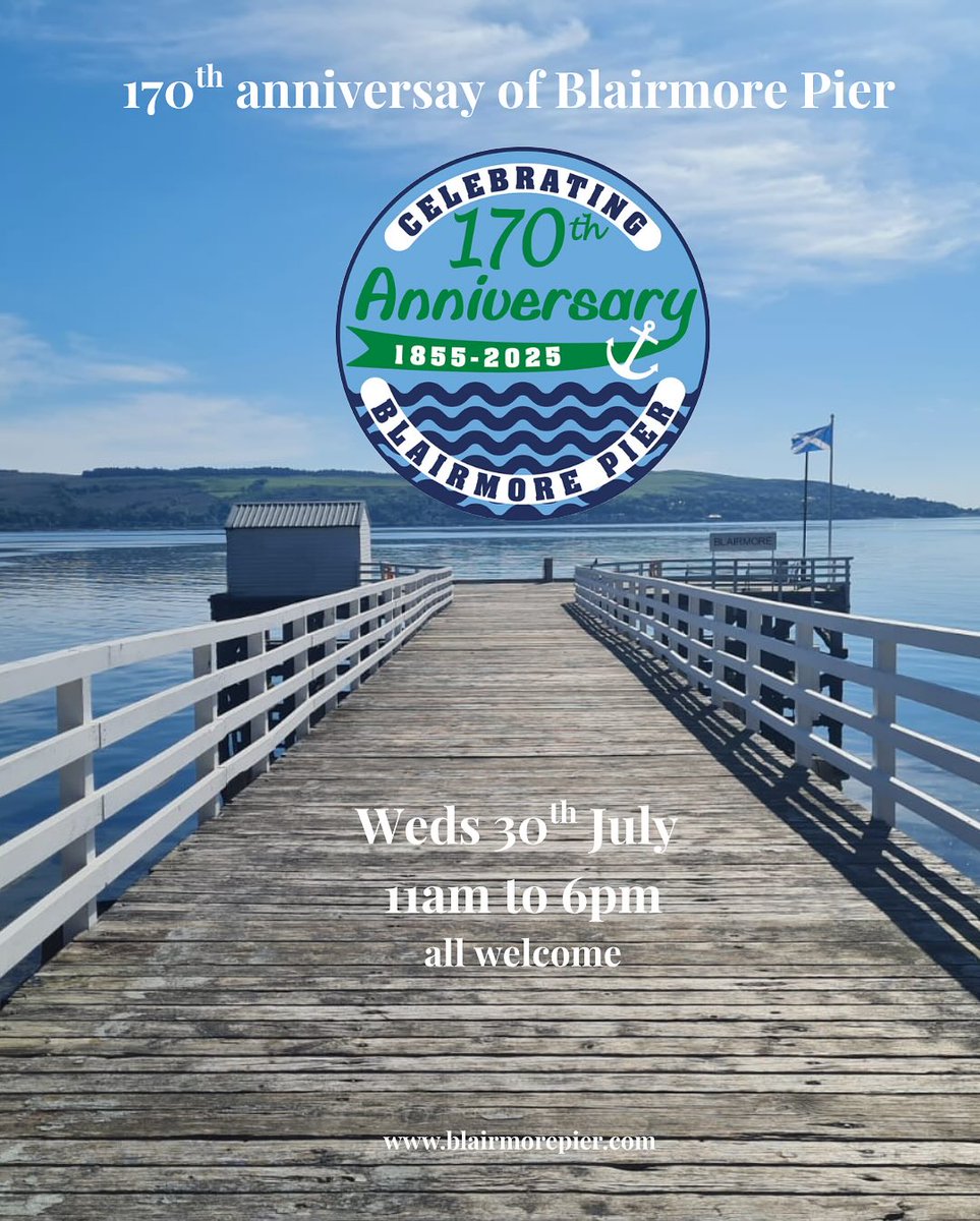 PS_Waverley's tweet image. 🥂✨BLAIRMORE PIER CELEBRATES 170 YEARS✨🥂

🌊 On Wednesday 30th July Waverley will be calling into Blairmore Pier as it celebrates 170th anniversary. The Pier was restored and reopened in 2005 has been a regular stop for Waverley during her Summer season taking passengers for…