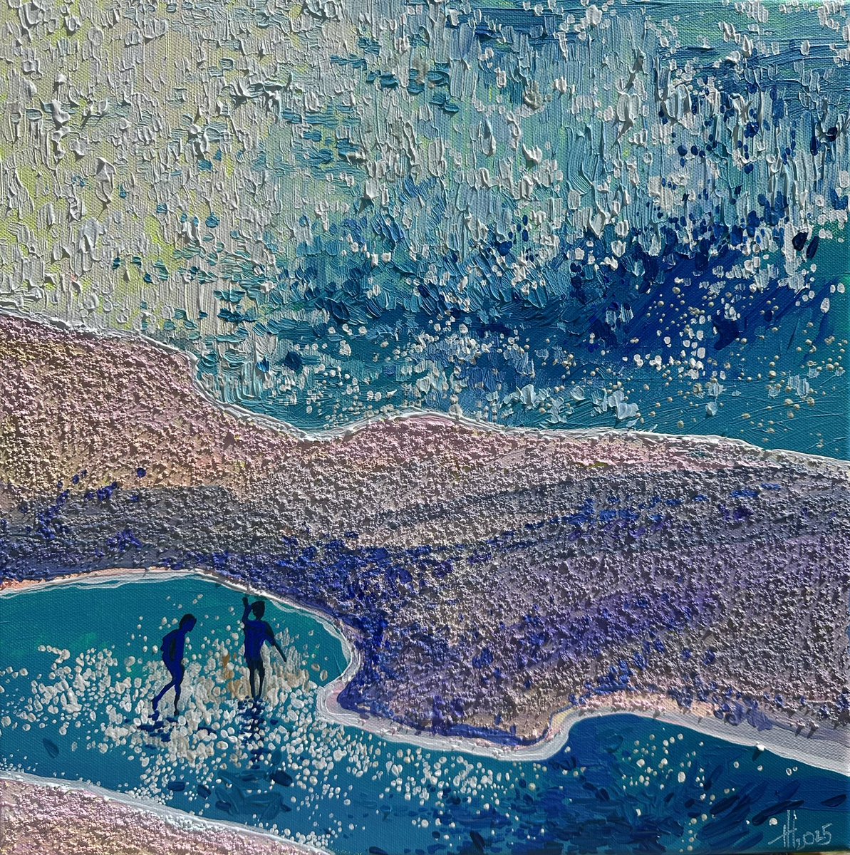 amtrusova's tweet image. acrylic, canvas 40*40 cm "Experiment 9. Ripples"
For several years now, I’ve been trying to capture it —
the shimmer of ripples.
Not a wave, not stillness, not reflection…
but that fleeting vibration that happens in between —
between light and shadow, between a glance and a…