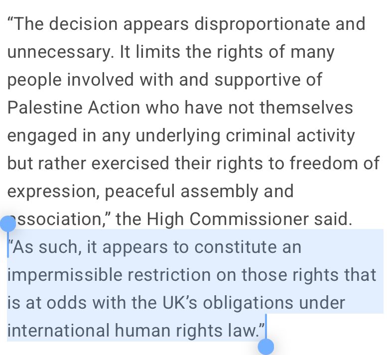 clairosunset's tweet image. the UN on the Palestine Action ban. what a wonderful country i live in