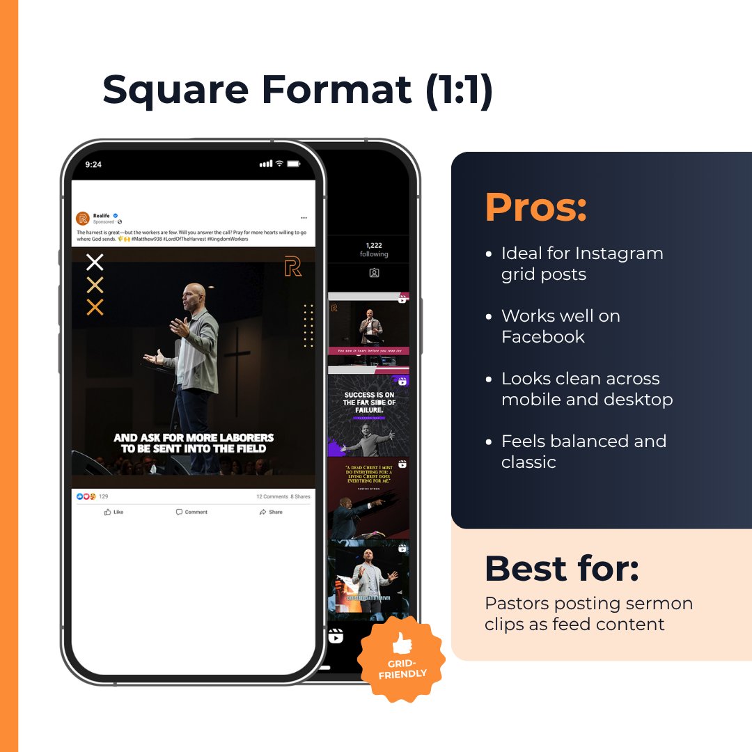 SermonShots's tweet image. 🎬 Not all sermon clips are the same. Square (1:1) works best for feed posts on IG & FB with clean visuals. Vertical (9:16) is perfect for Reels, Stories, Shorts & TikTok to engage younger viewers. Use Sermon Shots to export both formats and reach wider audiences.
#SermonShots