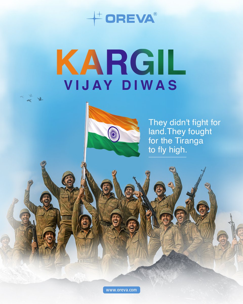 OrevaGroup's tweet photo. Today, we salute the bravery, sacrifice, and spirit of our real heroes.
Oreva pays heartfelt tribute to the warriors of Kargil.
Jai Hind

[Kargil Vijay Diwas, Indian Army, Pride Of India, Real Heroes, Kargil Warriors] https://t.co/QRu2Jo8e5V