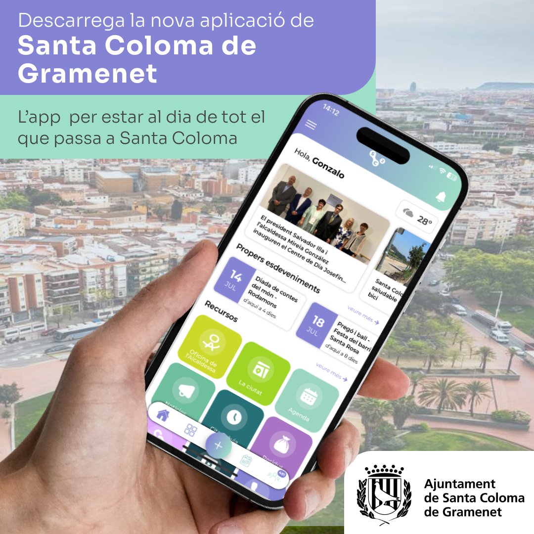 scgramenet's tweet image. Ja us heu descarregat la nova app de Santa Coloma?
Doncs afanyeu-vos, entreu a gramenet.cat/ciutat/aplicac…
per descarregar-la
Hi trobareu la programació de la Festa Major d'Estiu 2025