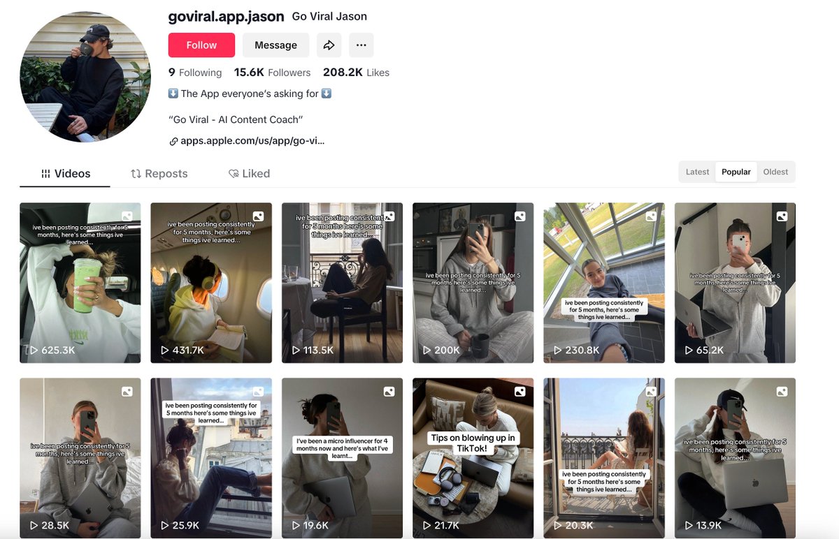 onlinedopamine's tweet image. new app idea unlocked
this account grabs images of random girls & shares "their" learnings about social media growth
then promotes an AI-powered content coach app
and the team behind this seemingly female-focused app? three dudes lol