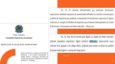 OBRIGATORIEDADE de RDC-Arq (Repositório Arquivístico Digital Confiável) no Judiciário brasileiro (tanto como Arquivo Permanente Digital, como corrente e intermediário):

…tosarquivisticosdigitais.blogspot.com/2024/03/obriga…