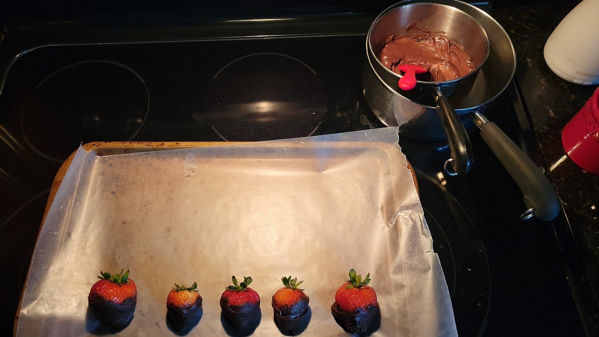 therealbaldtim's tweet image. Good morning! Making chocolate-covered strawberries for my wife for our 23rd anniversary weekend 🍓