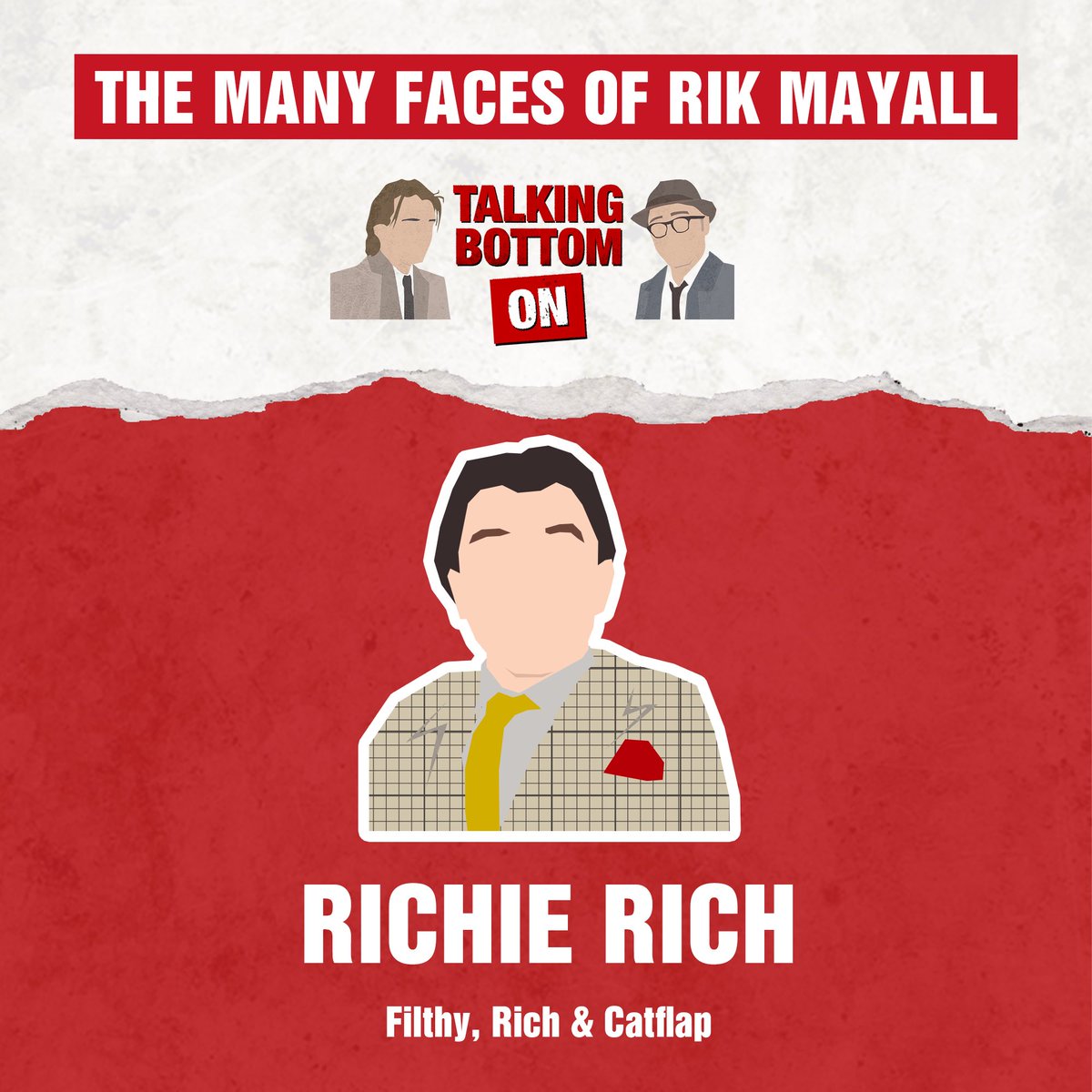 talkingbottom's tweet image. After #TheYoungOnes #RikMayall, #NigelPlaner & #AdeEdmondson were reunited in #FilthyRichandCatflap
#RichieRich is a talentless, egotistical wannabe. #TalkingBottom’s new #podcast explores Mr Rich & Rik&Ade’s blossoming pre-#Bottom double act.
Listen now: tinyurl.com/FilthyRichCatf…