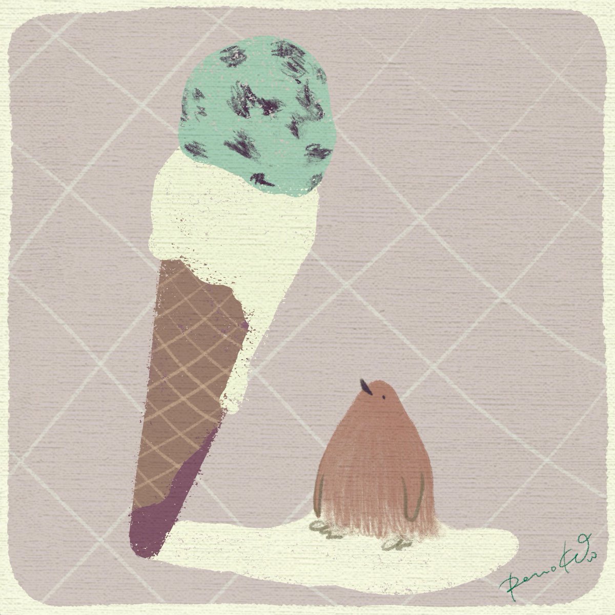 pen_oko's tweet photo. でろでろに溶けてしまったアイスクリームから
ペンギンさんがうまれることがあります https://t.co/wSSnlEhr9a