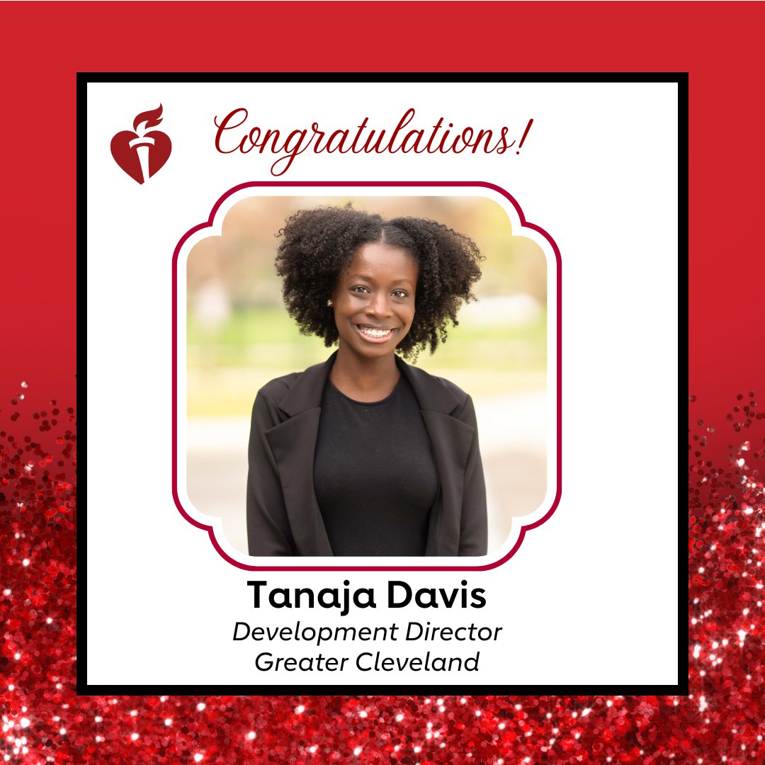AmHeartOhio's tweet image. Please help Team Cleveland congratulate Tanaja Davis on her well-deserved promotion to Development Director!
Since joining us in 2022 as a Development Coordinator, Tanaja has brought energy, dedication and passion to our mission.
Way to go, Tanaja, we are so proud of you! ❤️