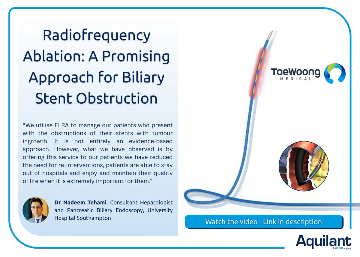 <a href="/helpatologist/">Nadeem Tehami</a> recently shared his initial thoughts on using the <a href="/taewoongmedical/">TaeWoong Medical</a> ELRA endobiliary #RFA system for treating stent obstructions

✅Reducing re-interventions
✅Patients can enjoy and maintain their quality of life

Learn about #ELRA here: vimeo.com/1094999596