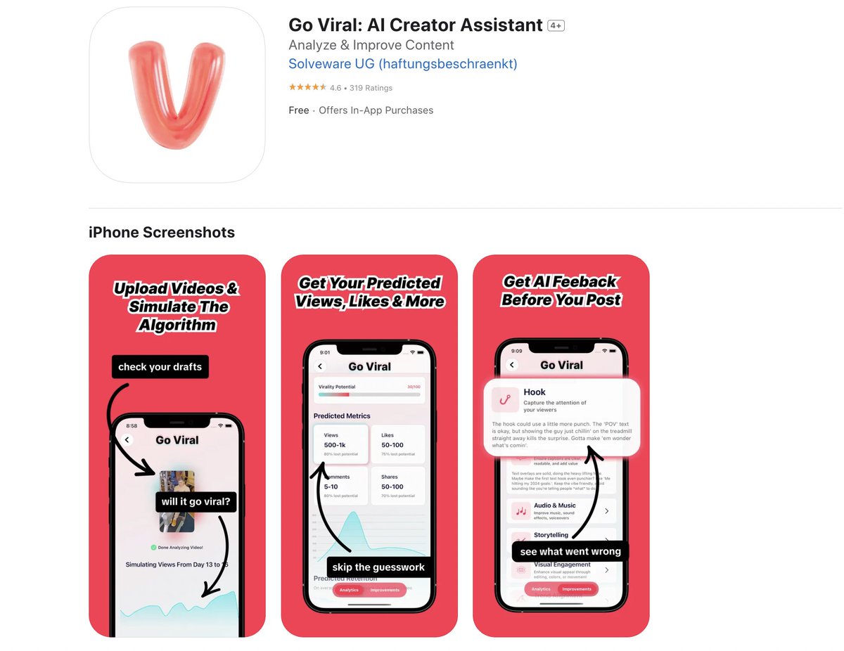 onlinedopamine's tweet image. new app idea unlocked
this account grabs images of random girls & shares "their" learnings about social media growth
then promotes an AI-powered content coach app
and the team behind this seemingly female-focused app? three dudes lol