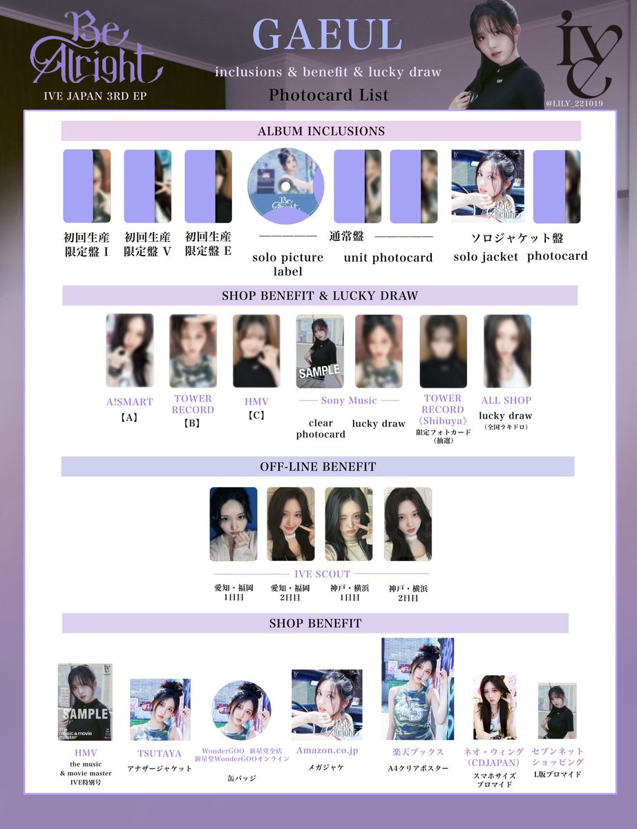 IVE JAPAN 3RD 3RD EP【Be Alright】 封入&特典 トレカ 一覧