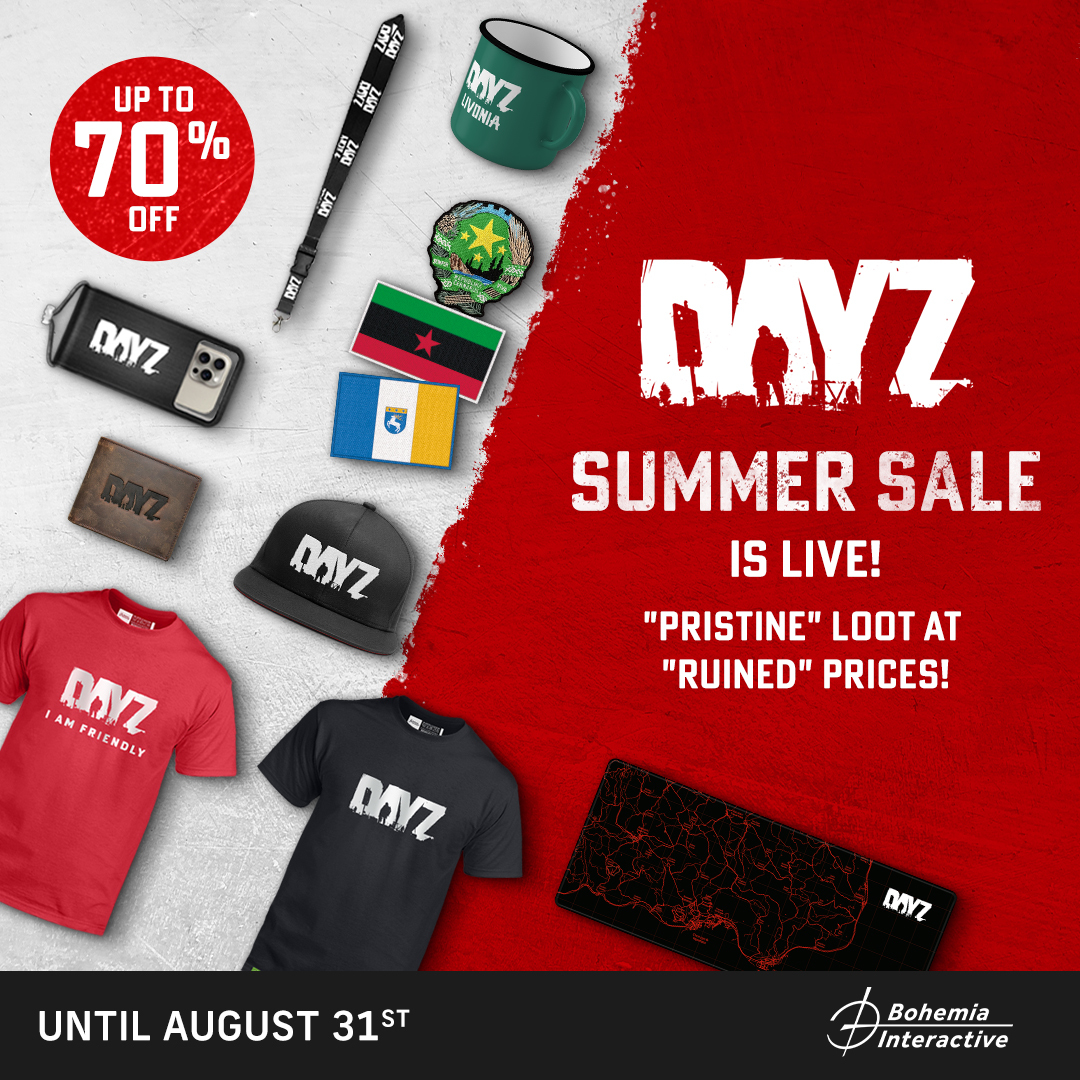 bohemiamerch's tweet image. Have you been thinking about buying some DayZ merch for a while, but just haven’t found the right reason yet? 🤔
👉bit.ly/DayZSummerSale 👈
Well, now’s your chance - it’s now or never! 💥Our merch has never been this cheap before... 💸
We’re talking crazy low prices - some…