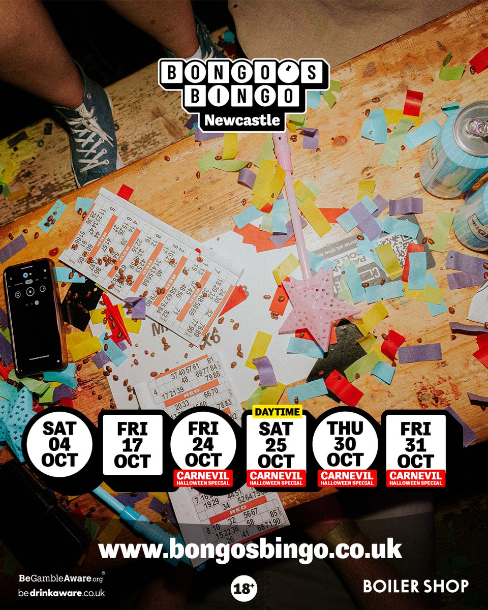 BoilerShopNCL's tweet image. NEW SHOWS: @BongosBingo are heading our way with their ever-popular, fast sell-out, Halloween specials.
On sale Friday 1 August at 5pm: bit.ly/BONGB-BS
Their usual antics take over for loads of other events through to November too…