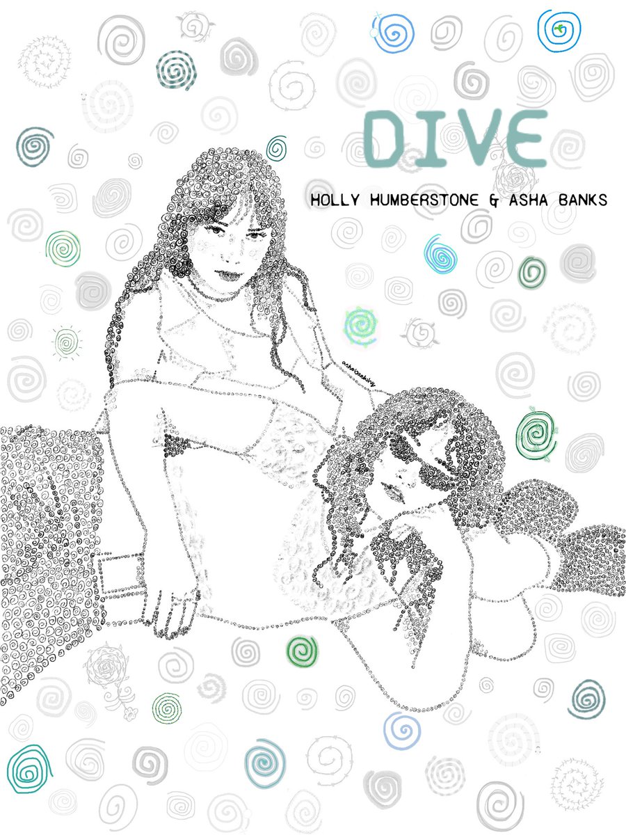 ashabankshq's tweet image. honey i’m spiralling 🌀 so much so that I drew asha and holly entirely out of spirals, thanks to the help of you all!
‘Dive (with Asha Banks)’ is out NOW.