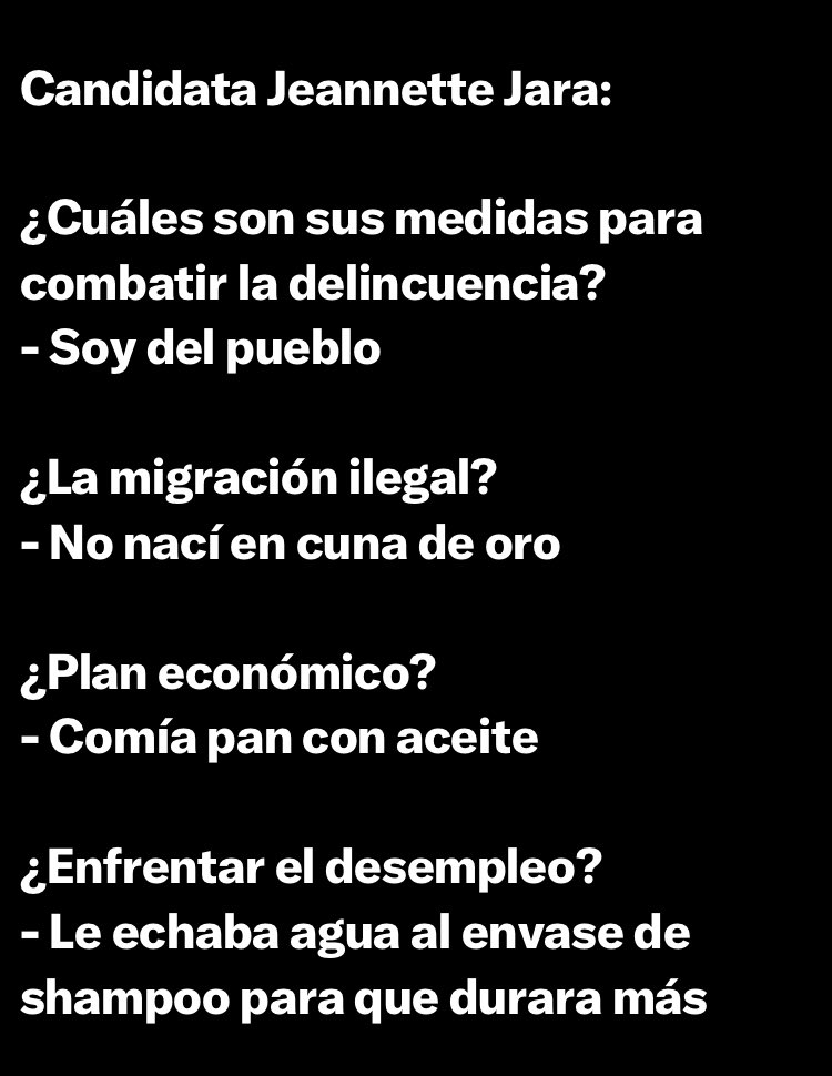 <a href="/jeannette_jara/">Jeannette Jara Román</a> <a href="/respetoyvida/">EnDemocracia</a> <a href="/LopezComediante/">LÓPEZ</a> #JaraEsChile #JaraNosUne #JaraPresidenta2026