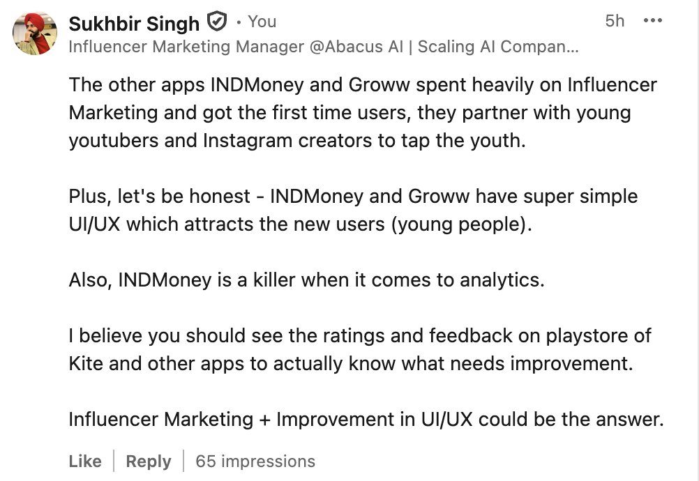 connectsukhbir's tweet photo. @warikoo omg! 5 hours ago, I shared quite similar things on LinkedIn for Zerodha. Here they are :

@warikoo https://t.co/VBWljqS1tx