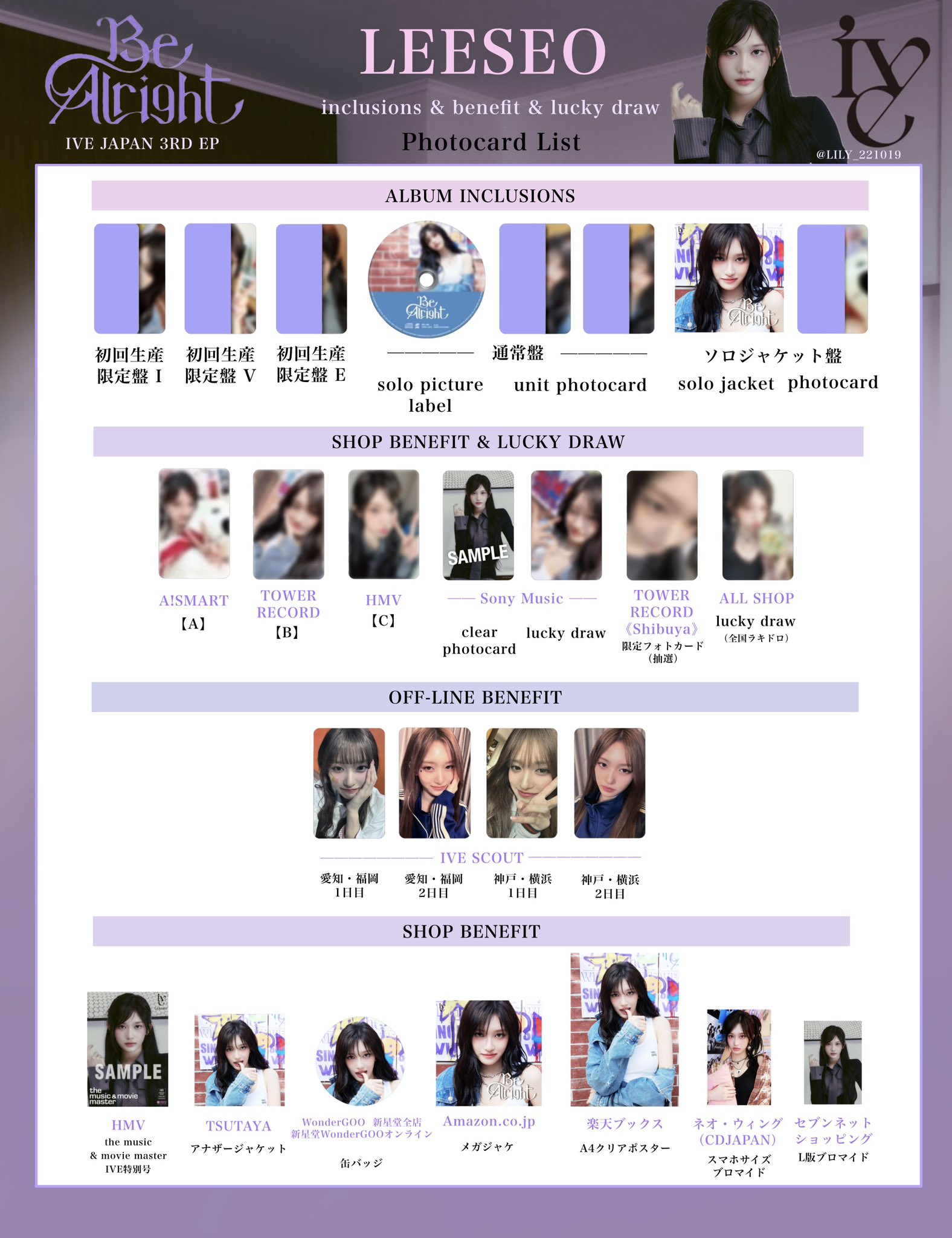 IVE BeAlright お守りフォトカード 10/12東京６枚セット IVE BeAlright お守りフォトカード 10/12東京6枚セット IVE