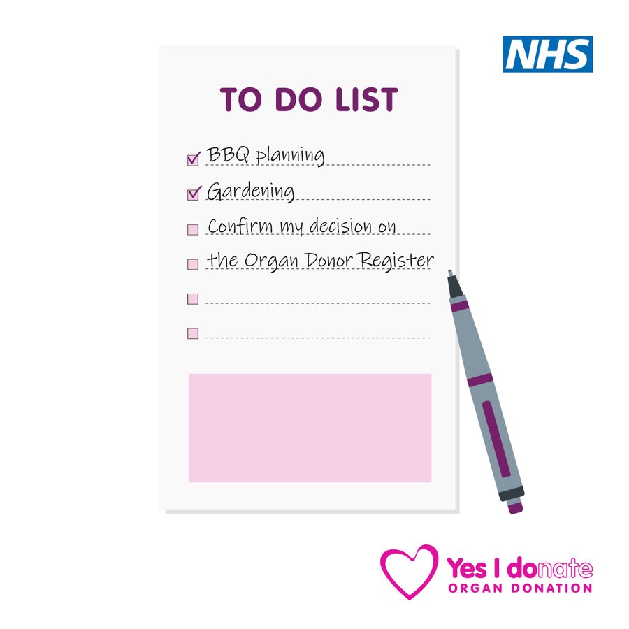 NHS SNEE ICB - west Suffolk (@sneeicb_ws) on Twitter photo Planning for the weekend?
How about confirming your decision to be on the NHS Organ Donor Register?
Go here to do so - organdonation.nhs.uk
<a href="/NHSOrganDonor/">NHS Organ Donation💗🫀🫁</a> Planning for the weekend?
How about confirming your decision to be on the NHS Organ Donor Register?
Go here to do so - organdonation.nhs.uk
<a href="/NHSOrganDonor/">NHS Organ Donation💗🫀🫁</a>