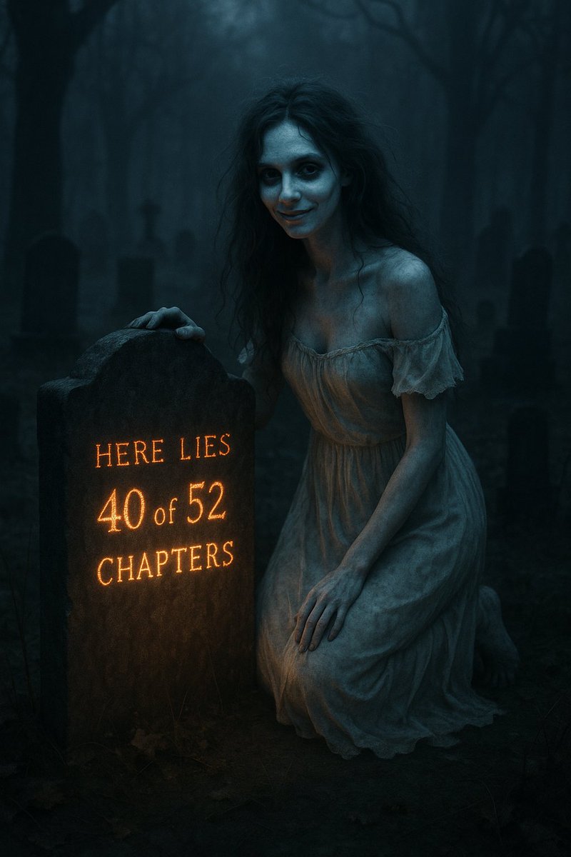 mac_kill_i_can's tweet image. “Here lies 40 of 52 chapters.”
The final round of polishing is nearly complete. One last descent into the dark before this ghost story is ready for its final rites—proofreading.
💀 #HorrorWriter #5amwritersclub #WritersLife #AmWriting #AmEditing #proofreading #WritingCommunity