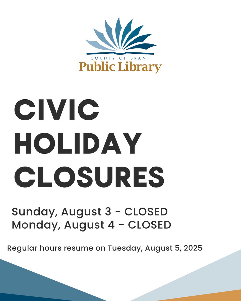 Friendly reminder that CBPL locations will be closed on August 3 and August 4. Regular hours across all branches will resume on August 5.
