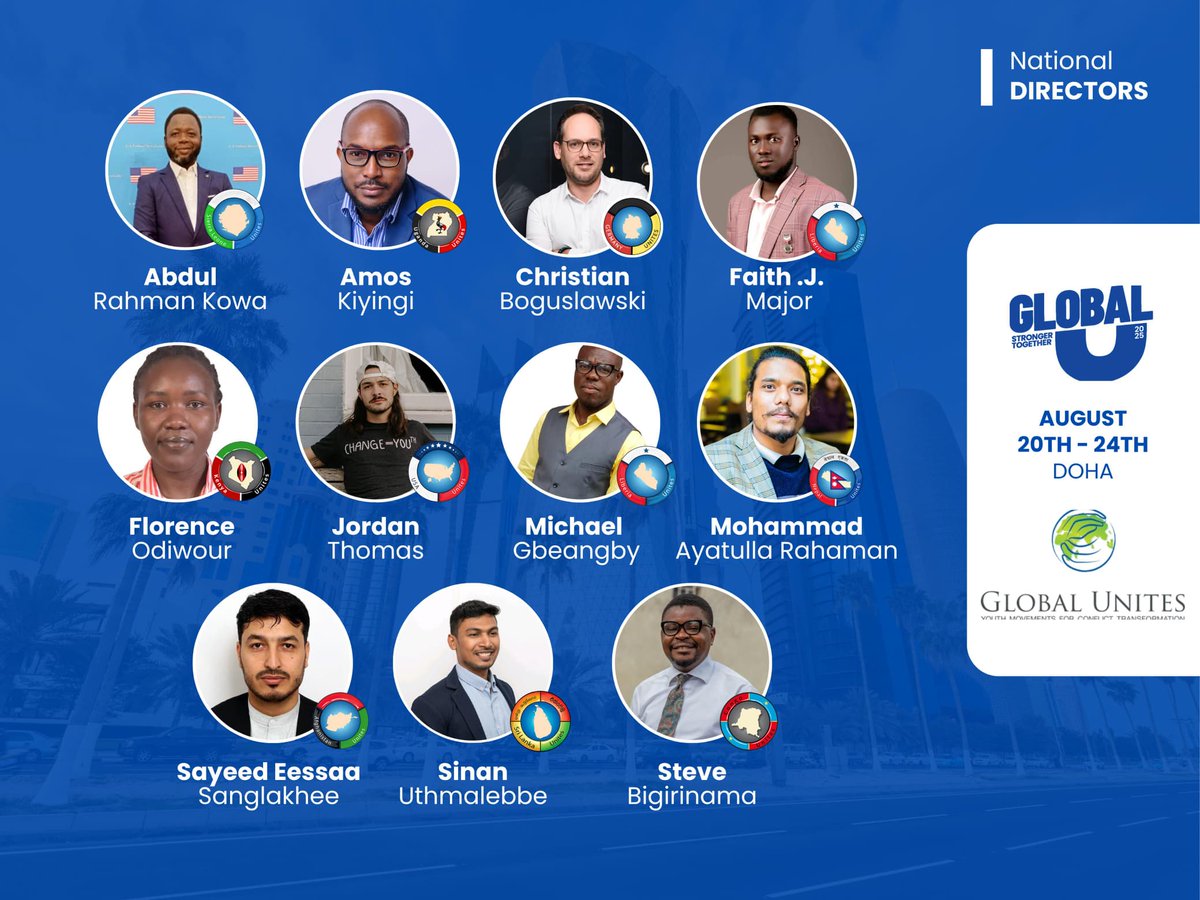 congounites2014's tweet photo. Du 19 au 24 Août 2025, la famille @GlobalUnites  sera à DOHA au Qatar pour le #GUSummit2025, un rassemblement mondial organisé tous les quatre ans. 
Notre ND @SBigirinama   y sera, accompagné d'une délégation de 7 Jeunes Leaders Congolais remarquables.
#StrongerTogether ! https://t.co/tNEYApzZLK