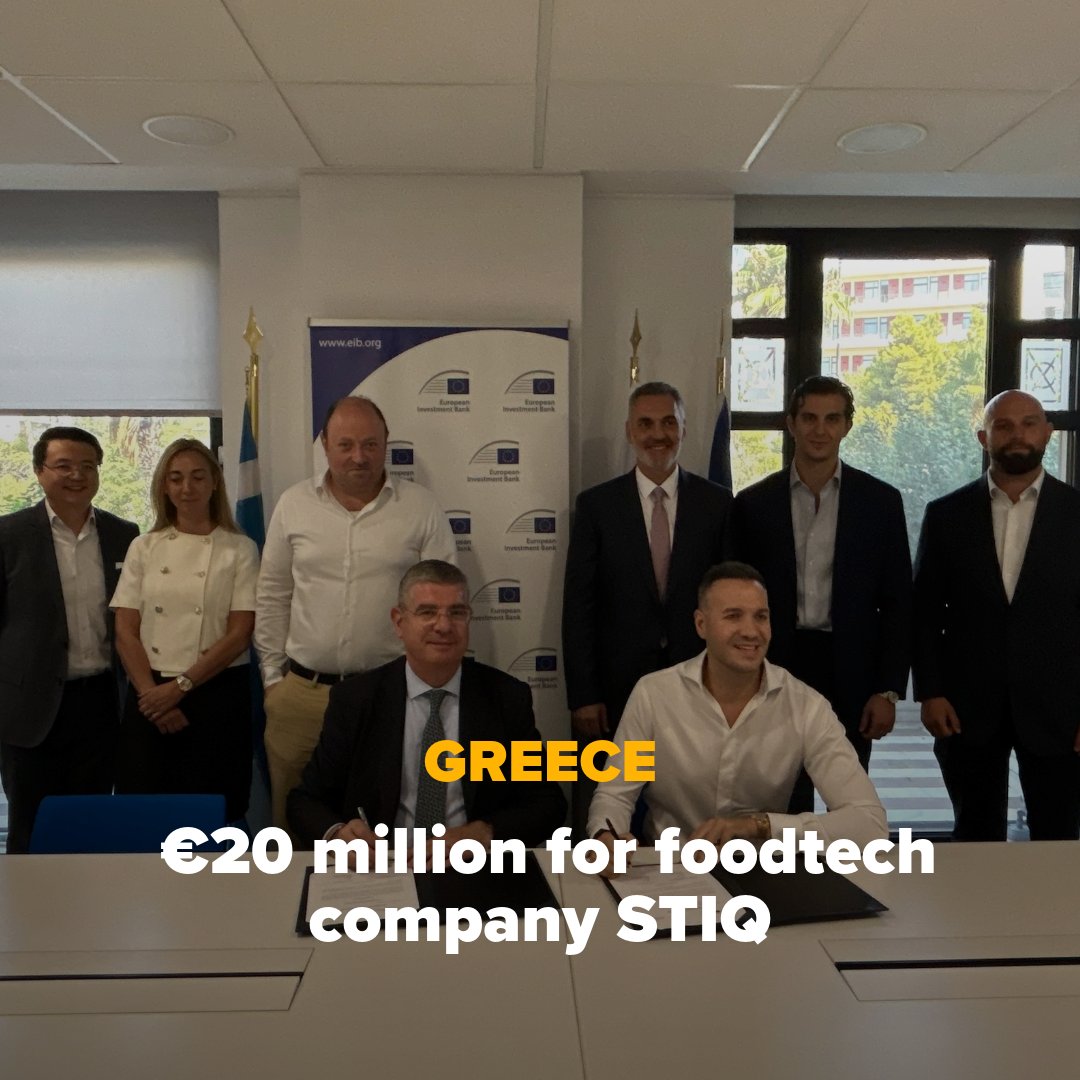 EIB's tweet image. We are investing €20m in Greek foodtech company STIQ to scale its artificial intelligence-powered cloud kitchen platform.
Backed by #InvestEU, our support will help cut food waste, promote sustainable food delivery and expand innovation across Europe.
👉bit.ly/GreekFoodtech