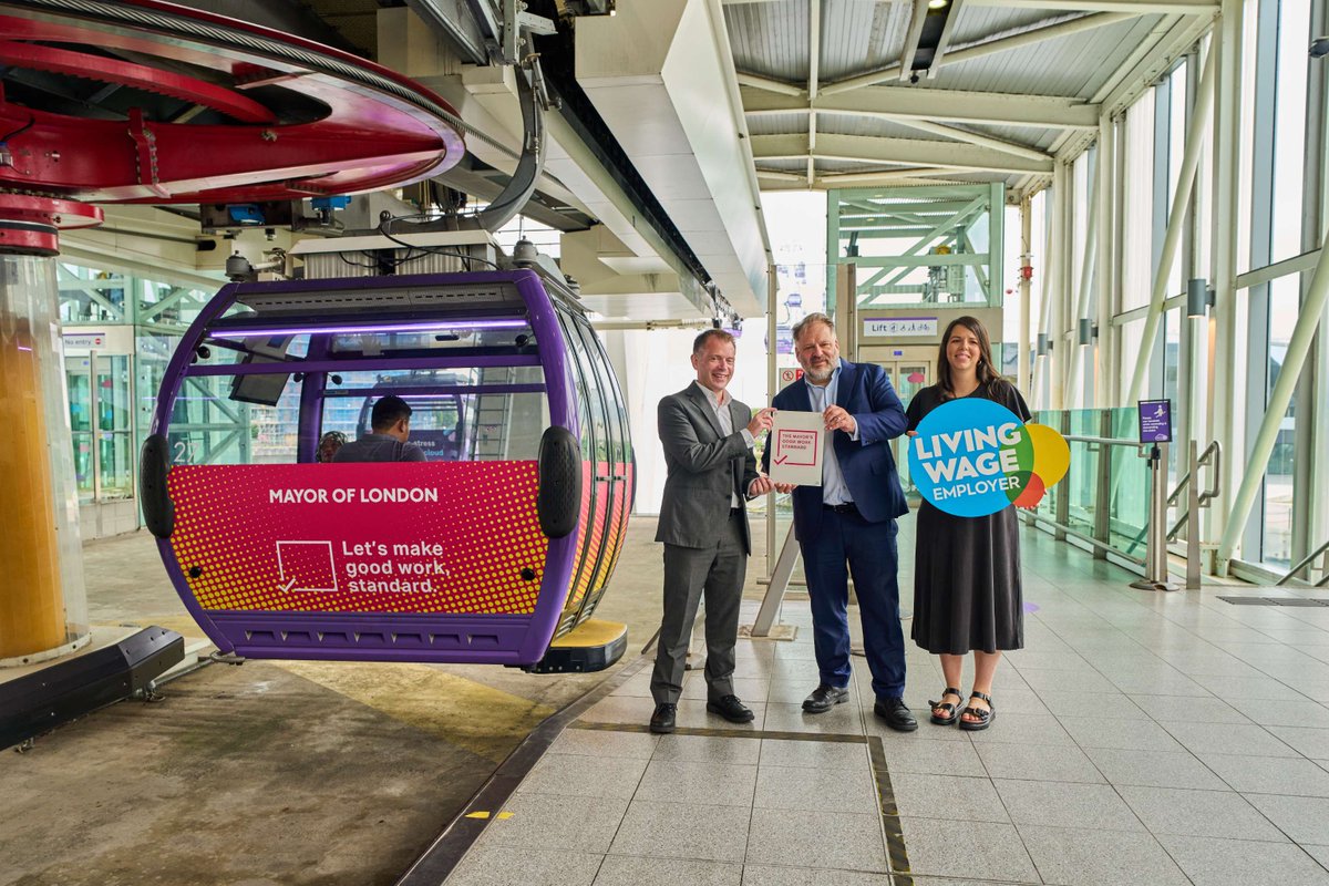 LivingWageUK's tweet image. 🚠Good work is taking off!
We're delighted to see First London Cableway accredited with the @MayorofLondon's Good Work Standard @howarddawber.
They are driving up employment standards by paying the London Living Wage and investing in their employees' wellbeing and inclusion.