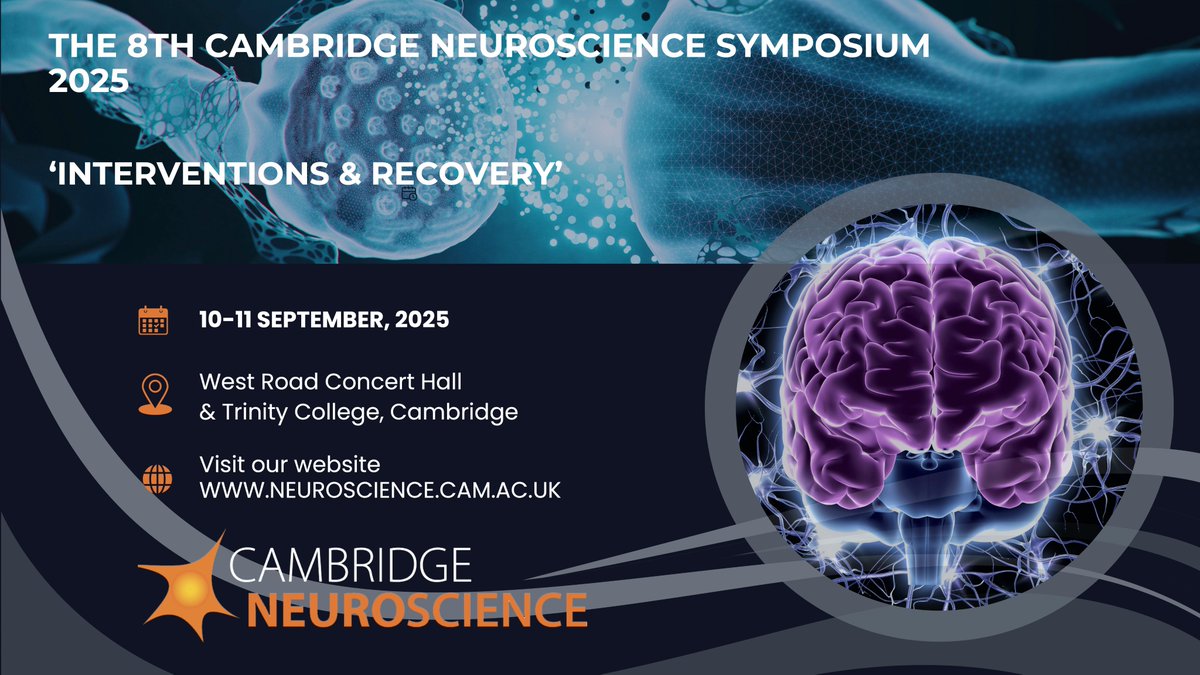 CamNeuro's tweet image. 🗓️Deadline NEXT FRIDAY (1st Aug) for the Poster Abstract Submission for the 8th Cam Neuro Symposium
 
🧠All neuroscience themes welcome!
🏅Don&apos;t miss out - generous prizes available!

📊Register and submit your abstract: bit.ly/46QQ1WG 
More info: neuroscience.cam.ac.uk/camneuro-event…