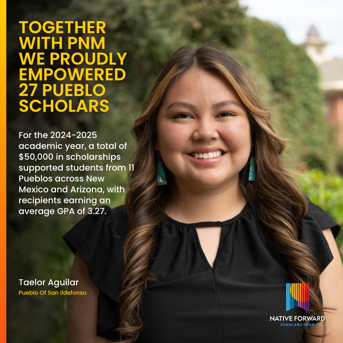 Native_Forward's tweet image. THANK YOU, PNM!
Thanks to PNM’s partnership, we’re not just funding degrees—we’re transforming lives and Tribal communities.

Learn more about PNM and the scholarships they provide:
bit.ly/NFSScholarship…

#NativeForward #NativeHigherEducation #FundTheFuture #PNM @PNMtalk
