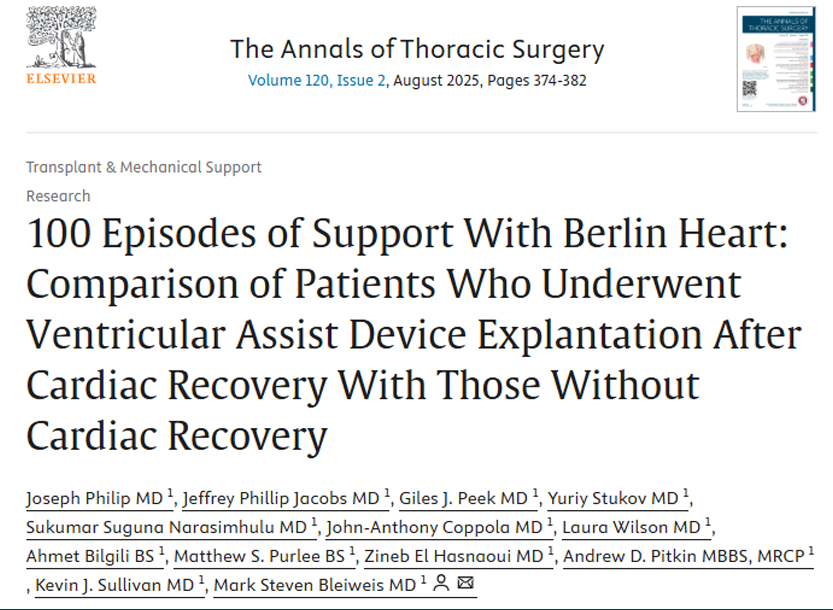 UF Congenital Heart Center (@ufchc) on Twitter photo Our paper in <a href="/annalsthorsurg/">The Annals of Thoracic Surgery</a> represents decades of work helping infants and children using the Berlin Heart ventricular assist device; and a record for the most placements at a single institution.
authors.elsevier.com/a/1lUgvovKl4S3 Our paper in <a href="/annalsthorsurg/">The Annals of Thoracic Surgery</a> represents decades of work helping infants and children using the Berlin Heart ventricular assist device; and a record for the most placements at a single institution.
authors.elsevier.com/a/1lUgvovKl4S3