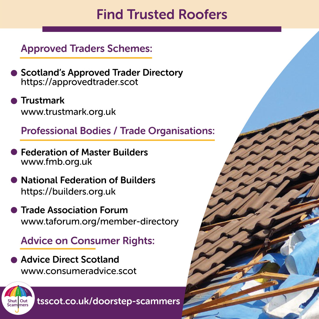 TSScot's tweet image. There's been a huge increase in roofing scams across Scotland, where traders are contracted to carry out a small repair job to a roof, and then tell the homeowner that they have found further work that needs to be done urgently
Read recent case studies ➡️ mailchi.mp/66f69a00eb1b/t…